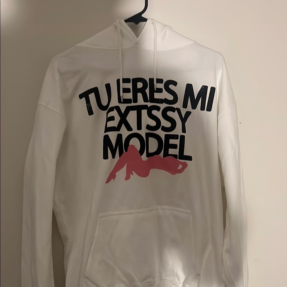 NWOT Sad boyz White Hoodie with Graphic Text